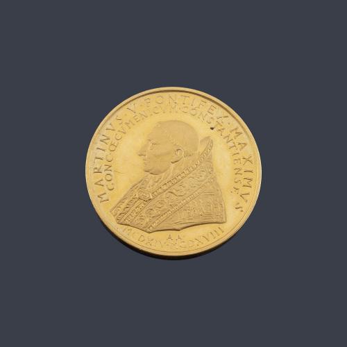 Moneda conmemorativa Papa Martín V en oro de 22 K