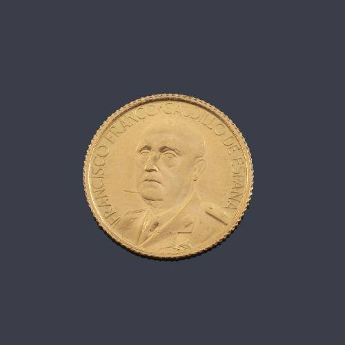 Moneda conmemorativa "25 años de paz" Francisco Franco en oro amarillo de 22 K.
