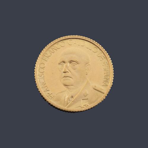 Moneda conmemorativa "25 años de paz" Francisco Franco en oro amarillo de 22 K.
