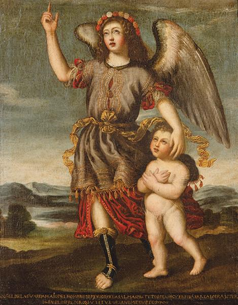 BARTOLOMÉ ROMÁN - Ángel de la Guarda guiando a un niño
