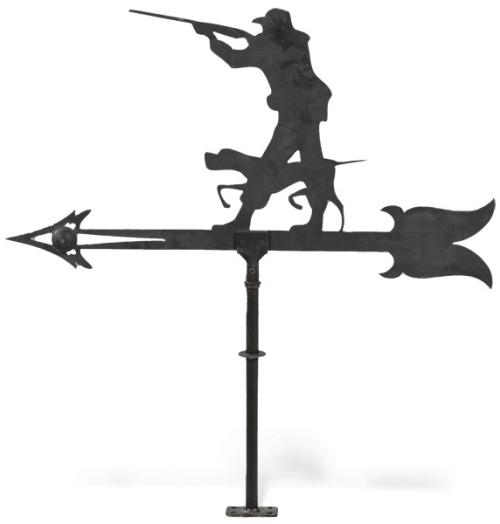  Veleta de hierro pintado "Cazador con Perro".