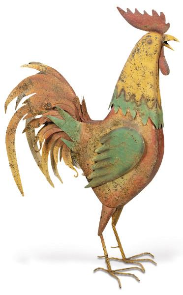  Gallo de hierro laminado y policromado.