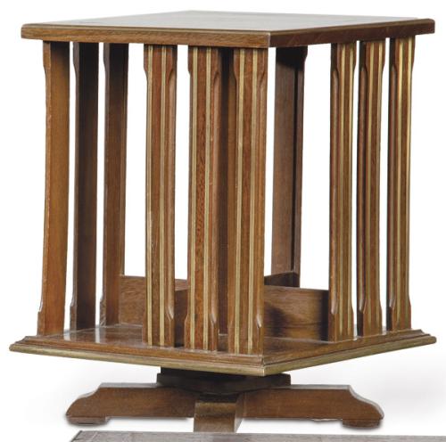 Pequeña estantería giratoria para mesa de caoba y latón, Francia S. XIX.