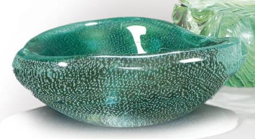  Centro de cristal de Murano verde con burbujas.