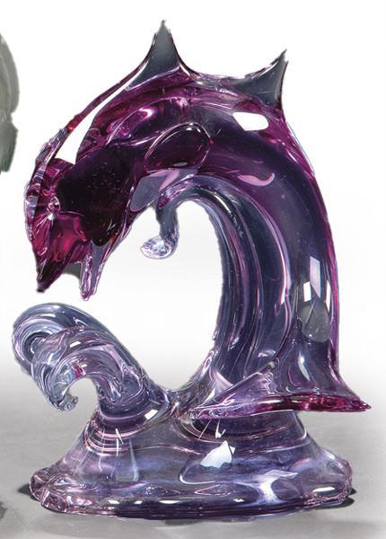  Delfín de cristal de Murano color morado.