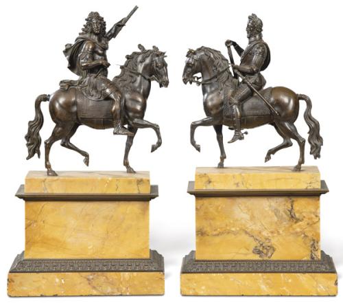 "Luís XIV y Enrique IV a Caballo", Francia S. XIX