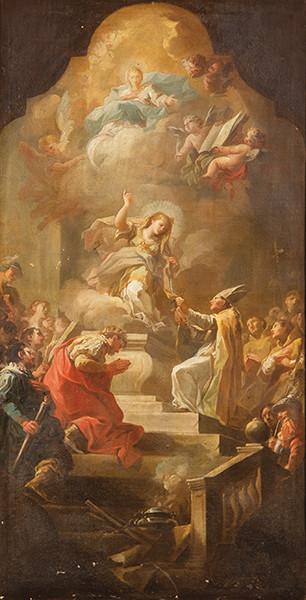 MARIANO SALVADOR MAELLA - Aparición de Santa Leocadia a San Ildefonso en presencia del Rey Recesvinto y su corte
