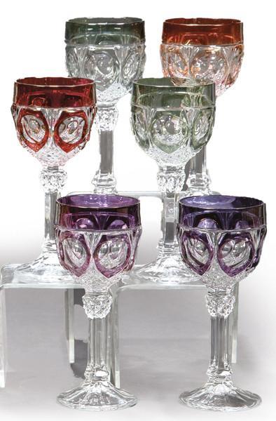  Juego de seis copas de agua cristal alemán tallado de Natchmann Amaris.