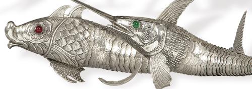  Pez articulado de plata española punzonada 1ª Ley de Espuñes.