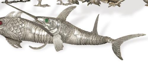  Pez espada articulado de plata sin punzonar.