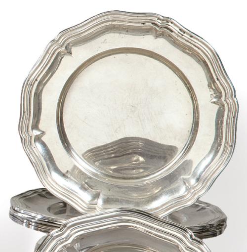  Seis platos de pan de plata española punzonada Ley 925 de Durán.