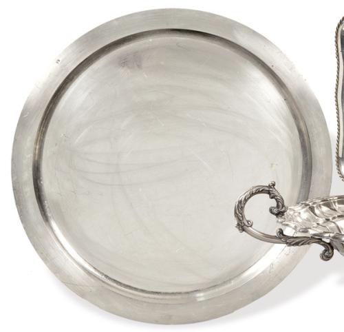  Bandeja circular de servir de plata española punzonada 1ª Ley.