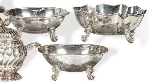  Tres pequeños vacia bolsillos de plata española punzonada Ley 925 de López.