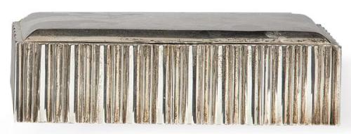  Caja purera de madera y plata española punzonada 1ª Ley de Matilde Espuñes.