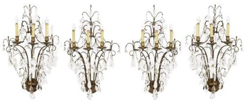  Cuatro apliques de estilo Luis XV h. 1950