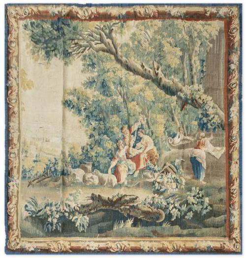  Tapiz Aubusson lana y seda de Jacques Julliard 1715-1790 "Escena Galante"