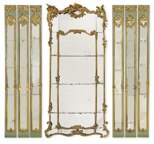  Marco de espejo y cuatro paneles Rococós