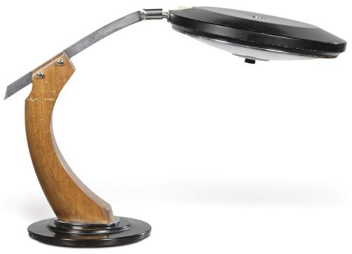  Lámpara de escritorio FASE, modelo President con brazo de madera de haya teñida