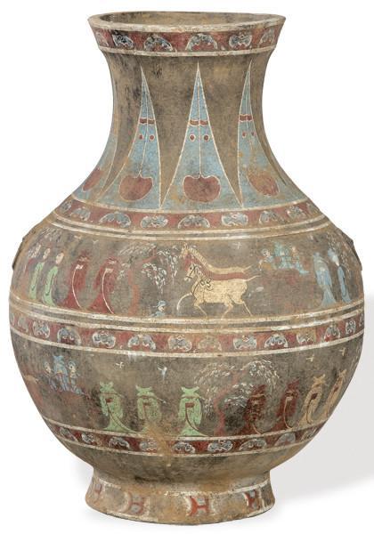  Vasija de terracota con pigmentos en frío, Dinastía Han  (206 a. C. hasta el 220 d. C)