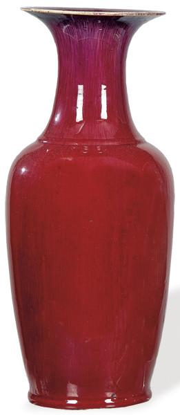  Gran jarrón de gres porcelana china con vidriado Sangre de Buey, pp. S. XX.