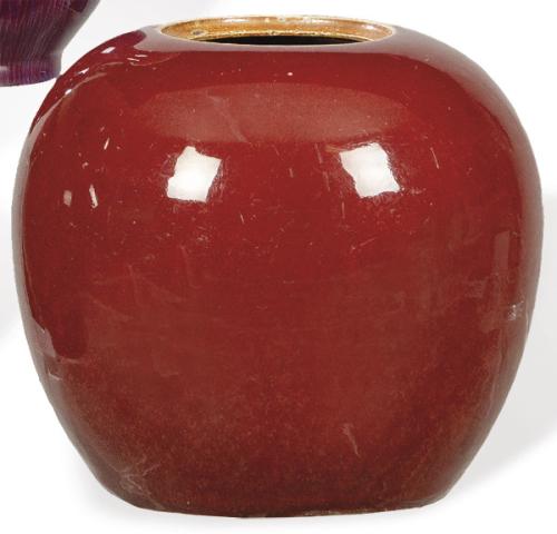 Jarrón de gres porcelánico con vidriado "Sangre de Buey", China, Dinastía Qing S. XIX