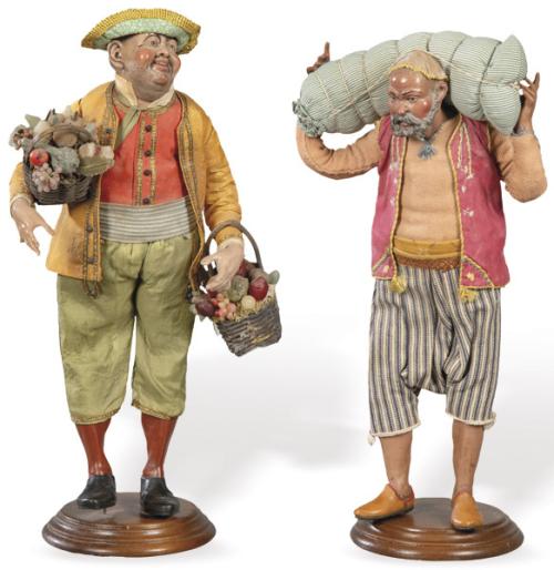  Dos figuras de belén napolitano en barro y estopa S. XX