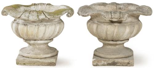  Pareja de grandes copas de arenisca para jardín