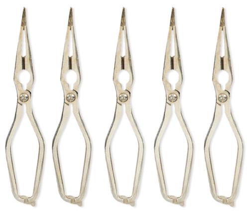  Juego de diez pinzas para marisco de metal bañado en plata.