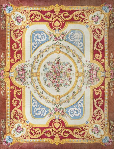 Gran alfombra española en lana tipo Abusson primer tercio S. XX.