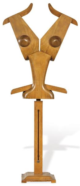 Maniquí femenino Art Deco de madera de haya h. 1930-40.