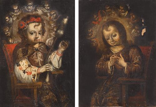 ESCUELA SEVILLANA S. XVIII - La hilanderita y la Niña de la espina