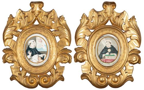 ESCUELA ESPAÑOLA S. XVII - Santo Tomás de Aquino y San Vicente Ferrer