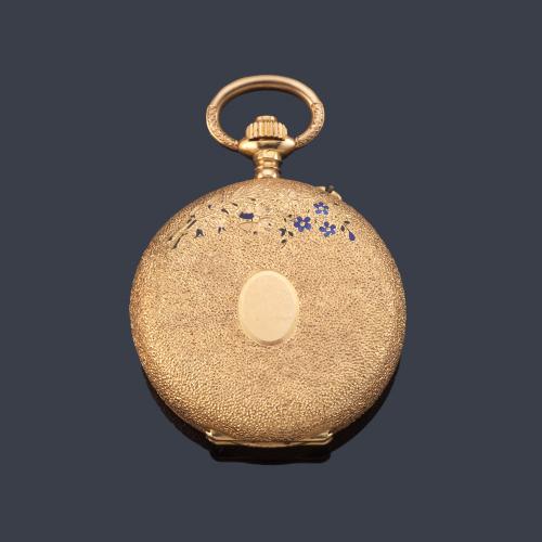 LARDET, reloj saboneta de colgar con caja en oro amarillo de 18 K