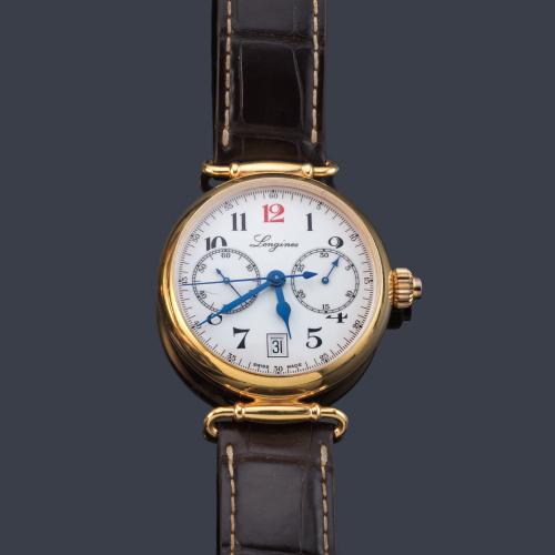 LONGINES Column-Wheel Chronograph  Aniversario edición limitada ref. L 2 774 8 nº 034/180 de caballero con caja en oro amarillo de 18 K. Con estuche y documentación.