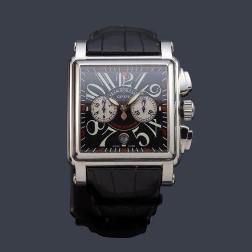 FRANCK MULLER  Conquistador Blanck Cortez ref. 10000 H CC de caballero con caja en acero pavonado en negro. Con estuche.