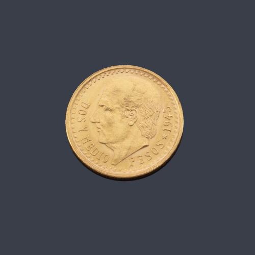 Moneda 1 peso mexicano en oro de 22 K.