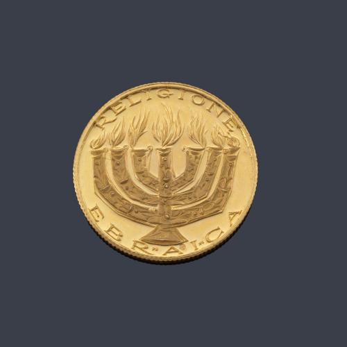 Moneda conmemorativa de La Religión en oro amarillo de 22 K.