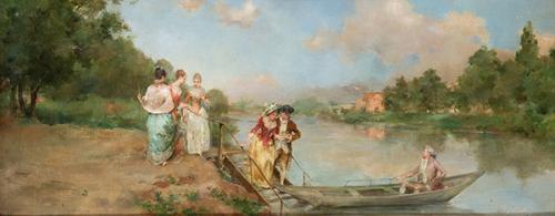 ESCUELA FRANCESA FFS. S. XIX - Escena galante