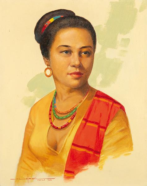  CRISPÍN LÓPEZ VILLAFUERTE - Retrato de mujer filipina