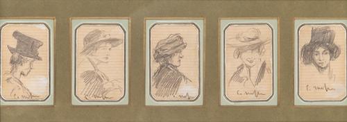 ELISEO MEIFRÉN - Composición de cinco retratos de dama