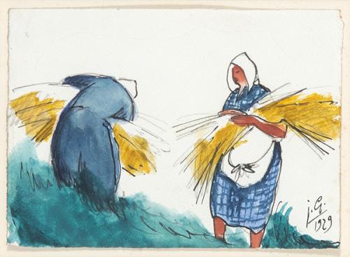 JULIO GONZÁLEZ - Deux femmes aux gerbes de ble