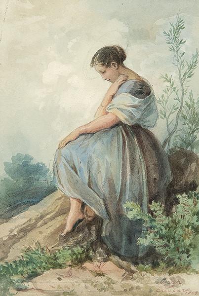 IGNACIO LEON Y ESCOSURA - Dama sentada en el campo