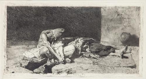 MARIANO FORTUNY MARSAL - Arabe veillant le corps de son ami (Árabe velando el cadáver de su amigo)