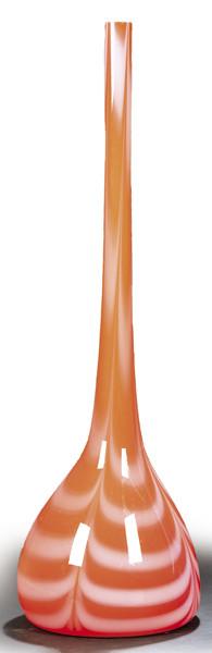 Jarrón de cuello largo de cristal de Murano color naranja.