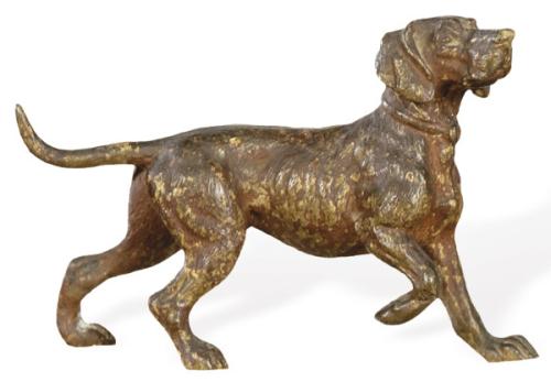 "Sabueso" en bronce con restos dorados, Viena h. 1900.