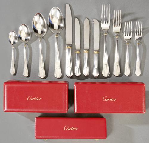 Cubertería Cartier a estrenar, modelo "La Maison de Louis Cartier" en plata punzonada Ley 925 con la firma y cada pieza numerada.