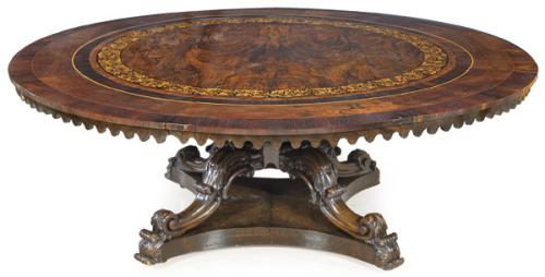 Mesa de comedor extensible William IV en madera de palosanto