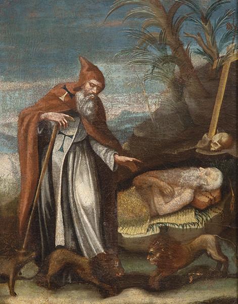 ESCUELA ESPAÑOLA S. XVII - San Antonio Abad y San Pablo Ermitaño