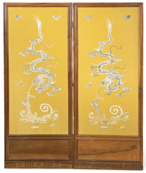 Biombo de dos hojas bordado