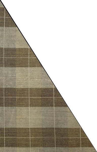 Kilim de arpillera diseño contemporaneo a base de rayas verticales marrón oscuro y marrón claro.